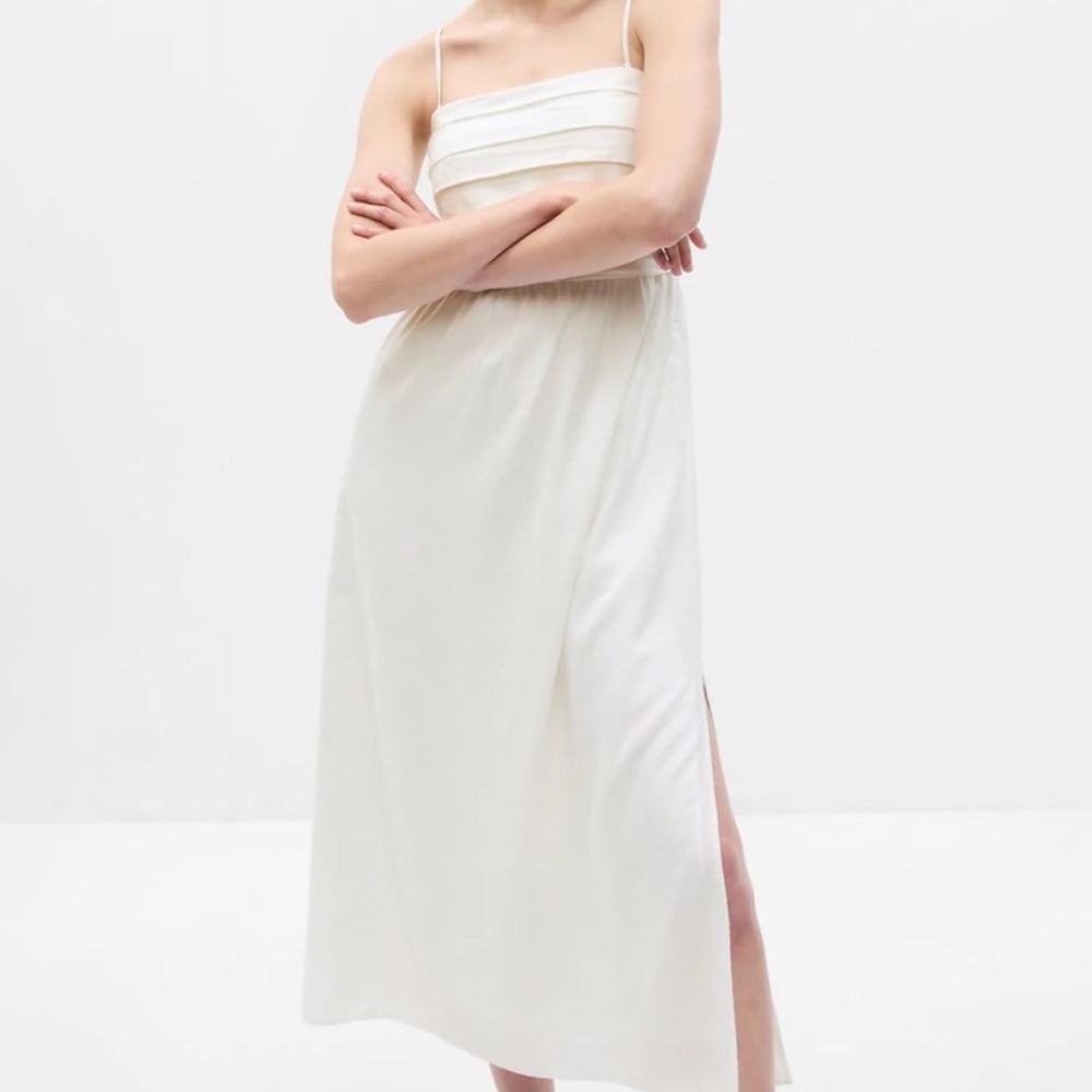 Linen Blend Midi Dress